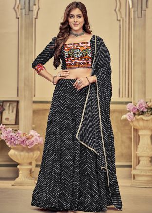 Black Leheria Print Lehenga Choli For Navratri