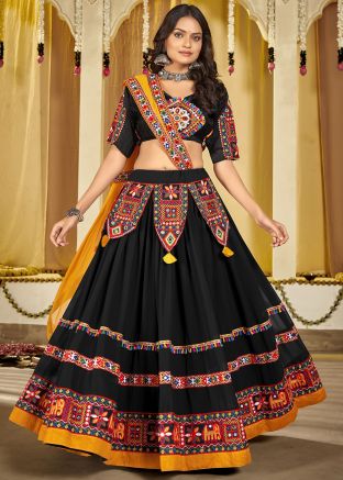 Black Embroidered Lehenga Choli For Navratri