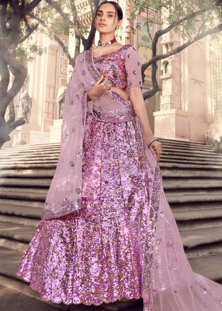 Purple Sequins Embellished Lehenga Choli