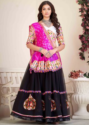 Black Thread Embroidered Lehenga Choli For Navratri