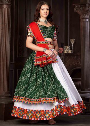 Multicolor Embroidered Art Silk Lehenga Choli For Navaratri