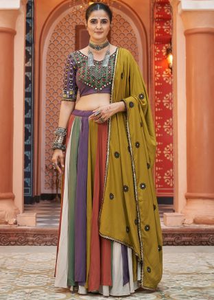 Multicolored Navratri Embroidered Lehenga Choli