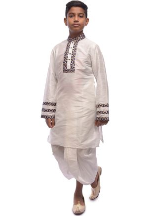 White Readymade Kids Dhoti Kurta Set