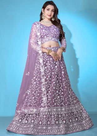 Purple Embroidered Lehenga Choli
