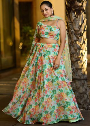 Multicolor Floral Print Lehenga Choli