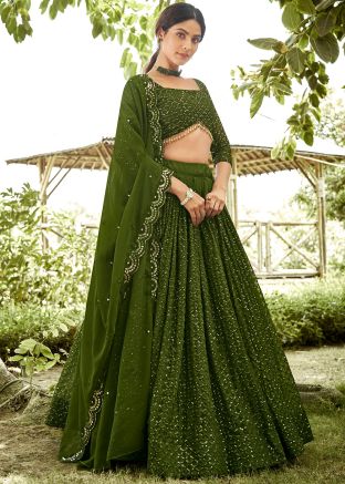Green Embroidered Lehenga Choli