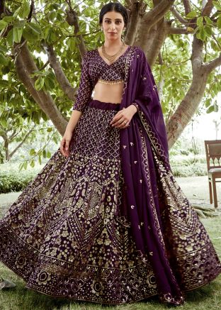Purple Sequins Work Lehenga Choli 