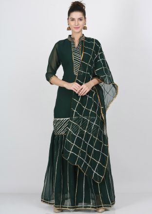 Green Gota Patti Embellished Readymade Gharara Suit