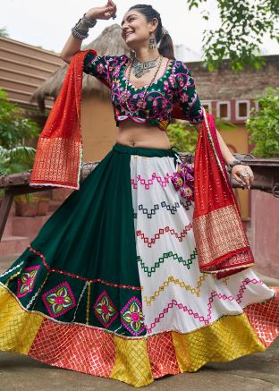 Multicolor Rayon Readymade Lehenga Choli In Navratri Style
