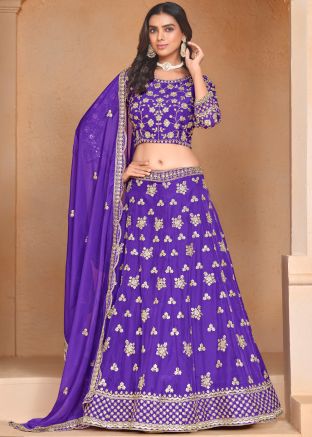 Purple Organza Lehenga Choli In Zari Embroidery