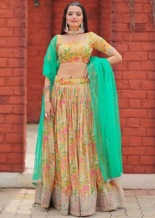 Yellow Embroidered Lehenga Choli