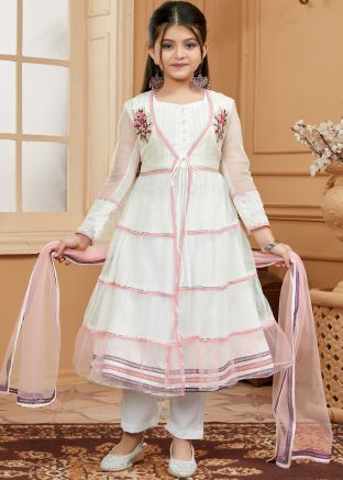 Readymade White Net Kids Jacket Style Suit