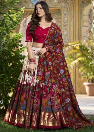 Multicolor Printed Readymade Lehenga Choli In Art Silk