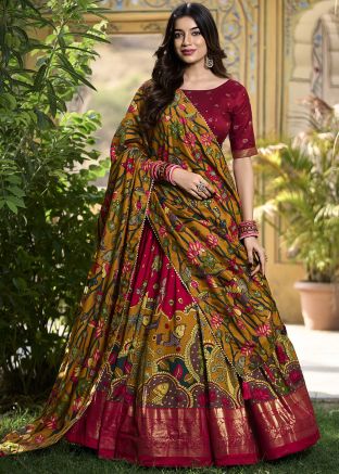 Multicolor Printed Readymade Art Silk Lehenga Choli