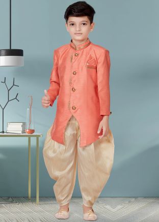 Pink Kids Readymade Sherwani & Dhoti Set