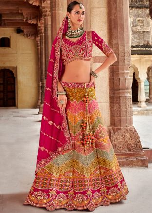 Multicolor Banarasi Silk Bridal Lehenga Choli 