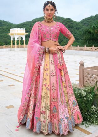 Multicolor Embroidered Lehenga In Silk