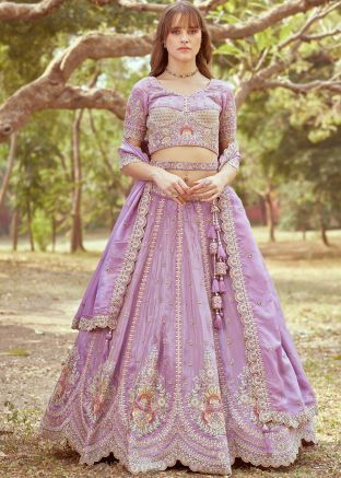 Lavender Purple Embroidered Lehenga Choli
