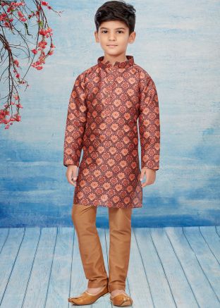 Multicolored Printed Kids Readymade Kurta Pajama