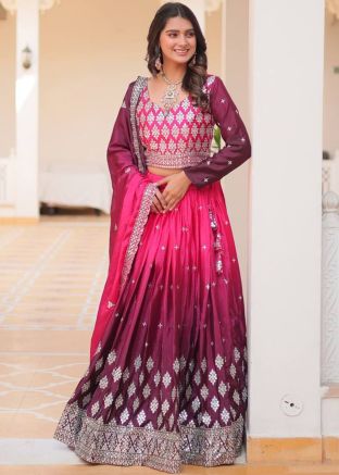 Pink Shaded Embroidered Lehenga Choli