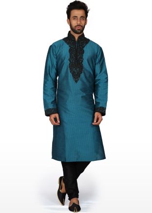 Blue Straight Cut Readymade Kurta Churidar