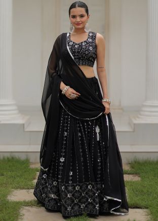 Black Embroidered Lehenga Choli