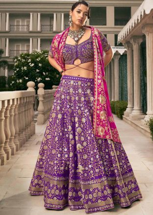Purple Lehenga Choli In Woven Work