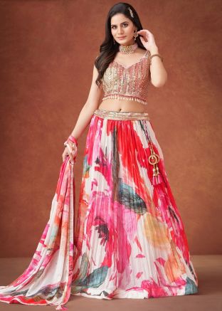 Multicolored Printed Lehenga Choli In Georgette