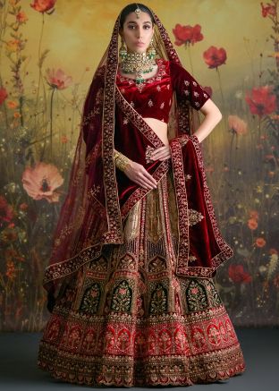 Multicolor Bridal Zari Embroidered Lehenga Choli