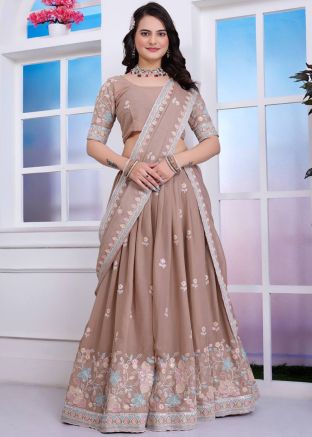 Beige Embroidered Lehenga Choli