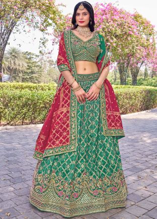 Green Embroidered Lehenga Choli