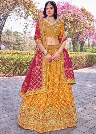 Yellow Embroidered Lehenga Choli