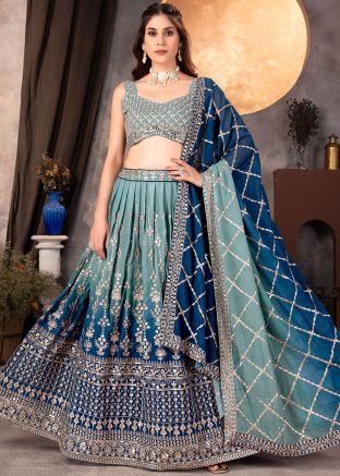 Blue Zari Work Lehenga Choli