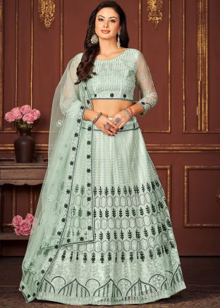 Blue Thread Embroidered Lehenga Choli