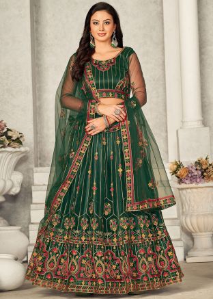 Green Embroidered Lehenga Choli