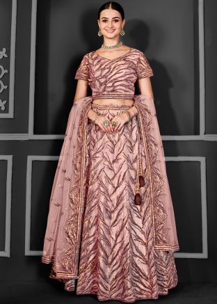 Dusty Peach Embroidered Lehenga Choli