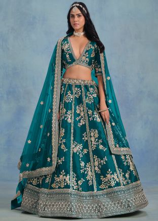 Blue Embroidered Lehenga Choli