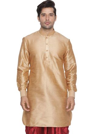 Readymade Golden Dupion Silk Kurta