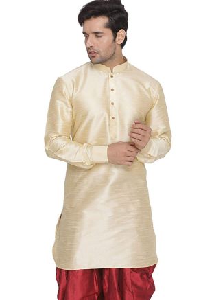 Readymade Cream Dupion Silk Kurta 