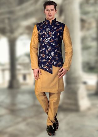 Readymade Rayon Blue Asymmetric Nehru Jacket
