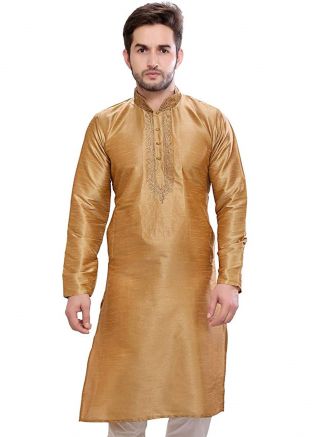 Golden Readymade Embroidered Kurta