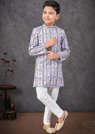Multicolor Embroidered Kids Kurta Pajama