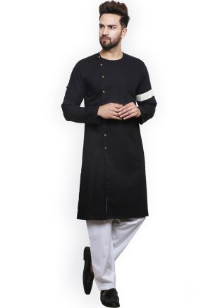 Black Readymade Kurta Pajama Set
