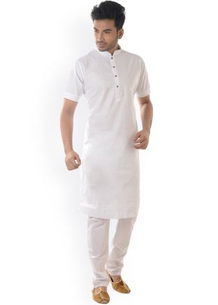 White Readymade Kurta Pajama Set