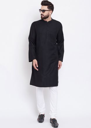 Black Readymade Kurta Churidar Set