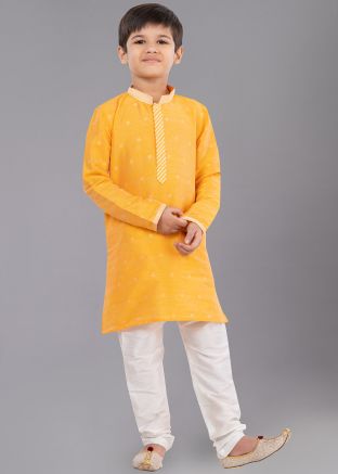 Yellow Woven Kids Readymade Kurta Pajama