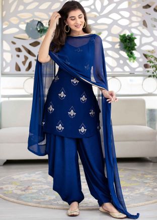 Blue Patiala With Readymade Embroidered Kameez