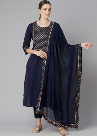 Readymade Straight Cut Navy Blue Pant Suit