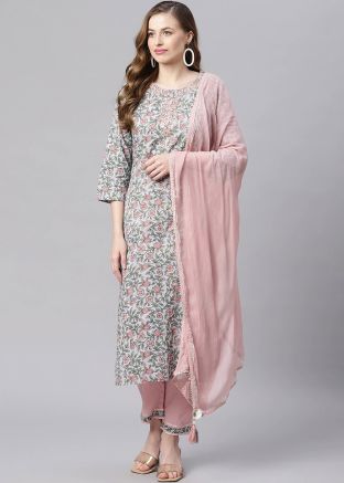 Blue Floral Printed Redaymade Pant Suit