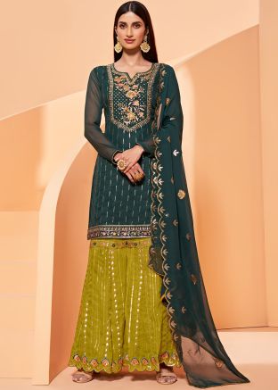 Green Pakistani Embroidered Salwar Kameez With Dupatta